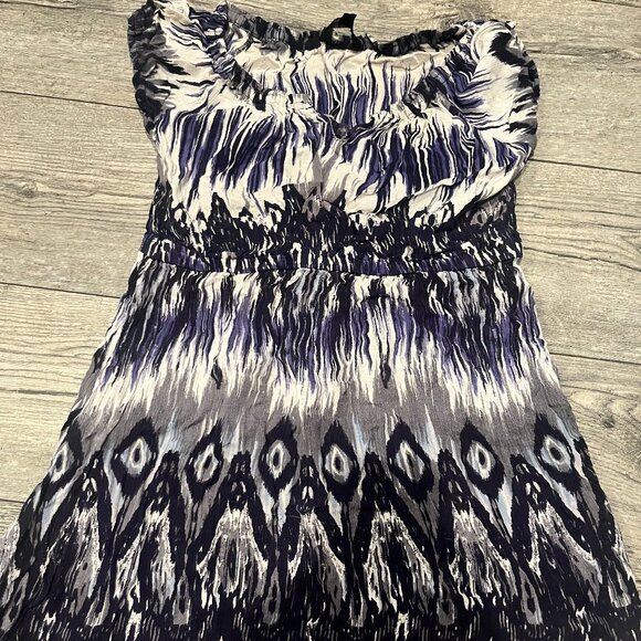 Just Love Womens Medium Blue Black White Grey Mini Dress Flowy - Picture 1 of 2